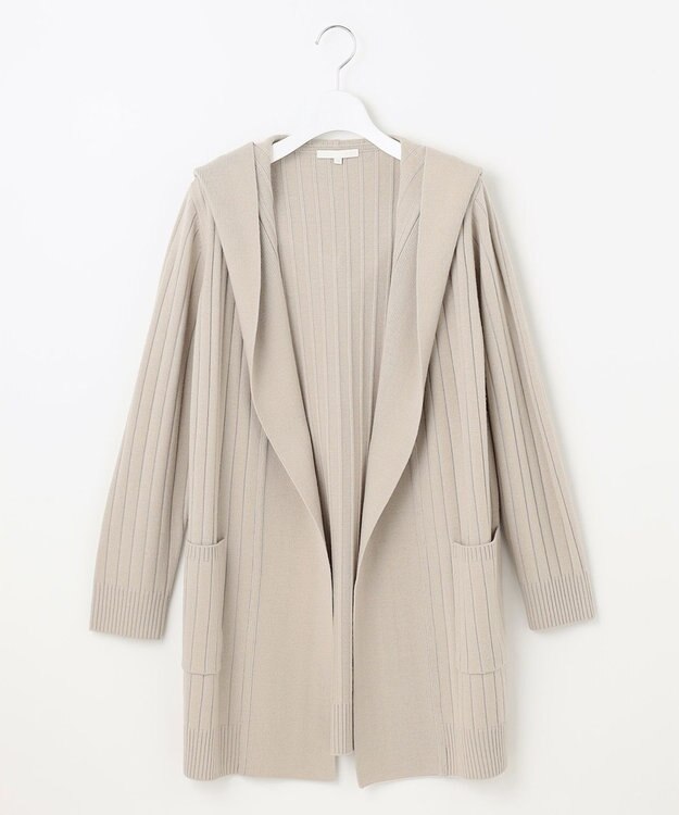 自由区 【ご好評につき新色追加】【WEB限定・洗える】ウールミックス フード付きカーディガン [新色]ベージュ系