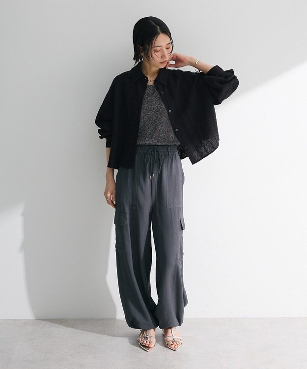 Green Parks ・Ｐｅｔｉｔ　Ｆｌｅｕｒ　ラメリブタンクトップ Black