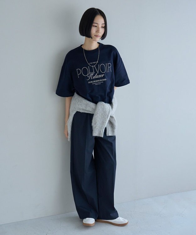 UNFILO 【新色追加】イージーワイドパンツ ネイビーストライプ