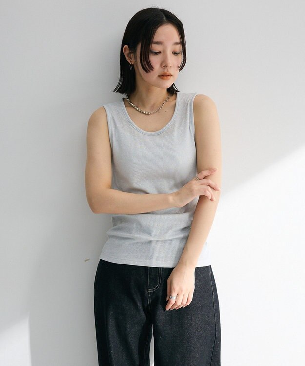 Green Parks ・Ｐｅｔｉｔ　Ｆｌｅｕｒ　ラメリブタンクトップ Black