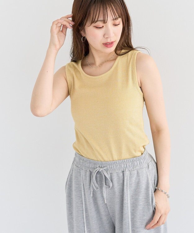 Green Parks ・Ｐｅｔｉｔ　Ｆｌｅｕｒ　ラメリブタンクトップ Black