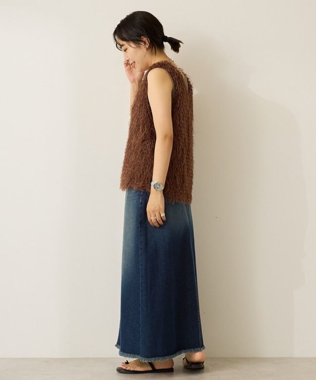 AMERICAN HOLIC 【前後2way】サイドスリットシャギーベスト Brown