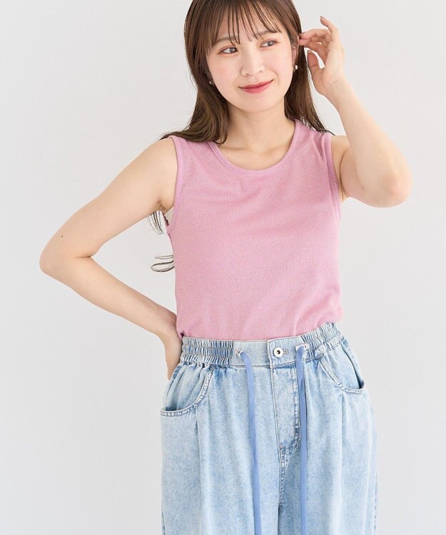 Green Parks ・Ｐｅｔｉｔ　Ｆｌｅｕｒ　ラメリブタンクトップ Black