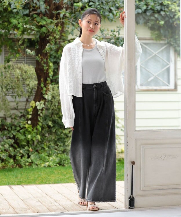 Green Parks ・Ｐｅｔｉｔ　Ｆｌｅｕｒ　ラメリブタンクトップ Black