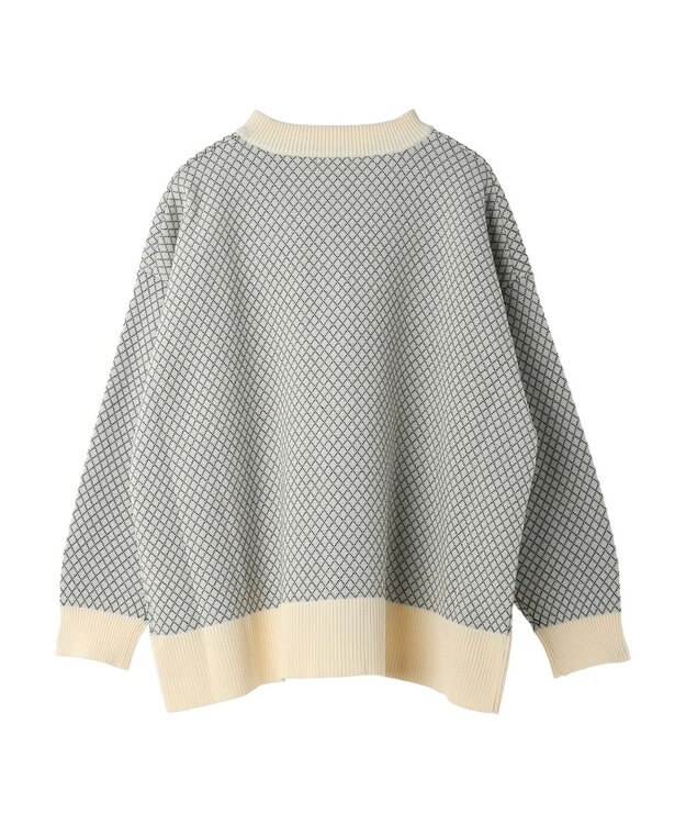 earth music&ecology ダイヤ柄ジャガードカーディガン Off White