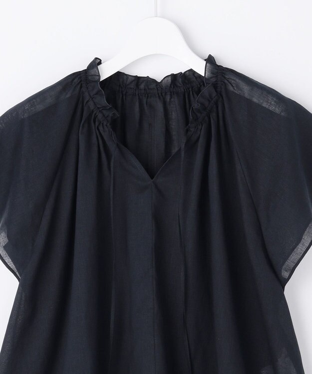 自由区 【WEB限定カラーあり】シアーラミーローンフリルデティール ブラウス ネイビー