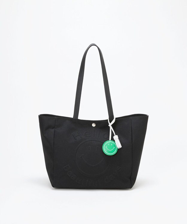 TOPKAPI 【Breath TOPKAPI】SMILE COLLECTION エンボス スマイル ビッグ トートバッグ /スマイルチャーム付き ブラック