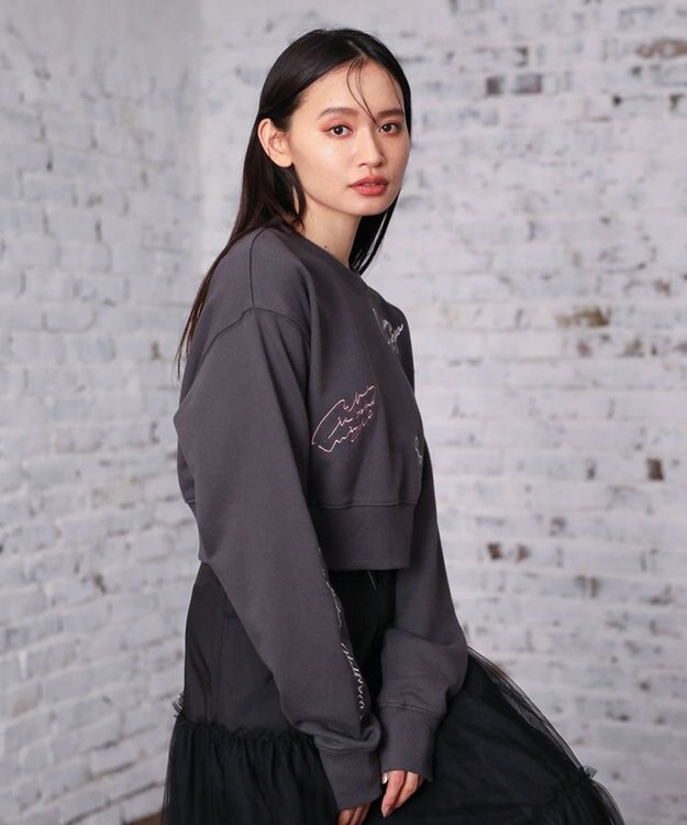 Green Parks ・ＥＬＥＮＣＡＲＥ　ＤＵＥ　ロゴ刺繍ショートスウェッ Charcoal Gray