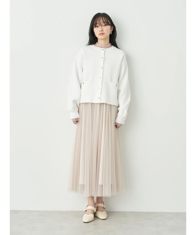 earth music&ecology チュールフレアスカート Light Beige