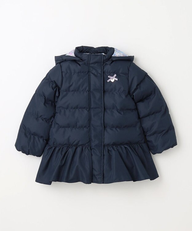 ANY KIDS 【洗濯機OK】中綿 リボン コート ネイビー