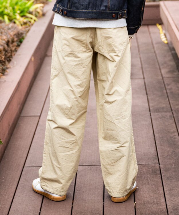 WHITE MAILS 【ユニセックス/軽量】COTTON PAPER  POPLIN DRAWSTRING ミリタリーパンツ ベージュ