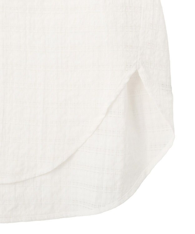 Green Parks シアーチェックシャツワンピース Off White