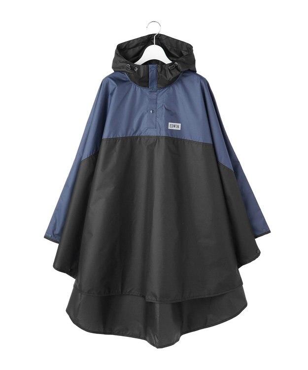 MOONBAT EDWIN(エドウィン) バイカラー  レインポンチョ ブラック