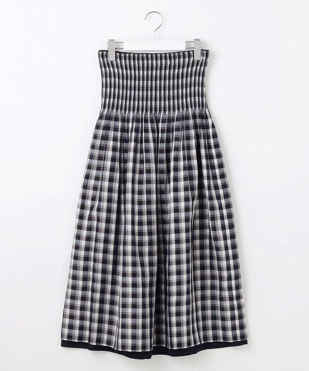 自由区 【WEB限定】キュプラジャカードリバーシブル スカート ネイビーチェック