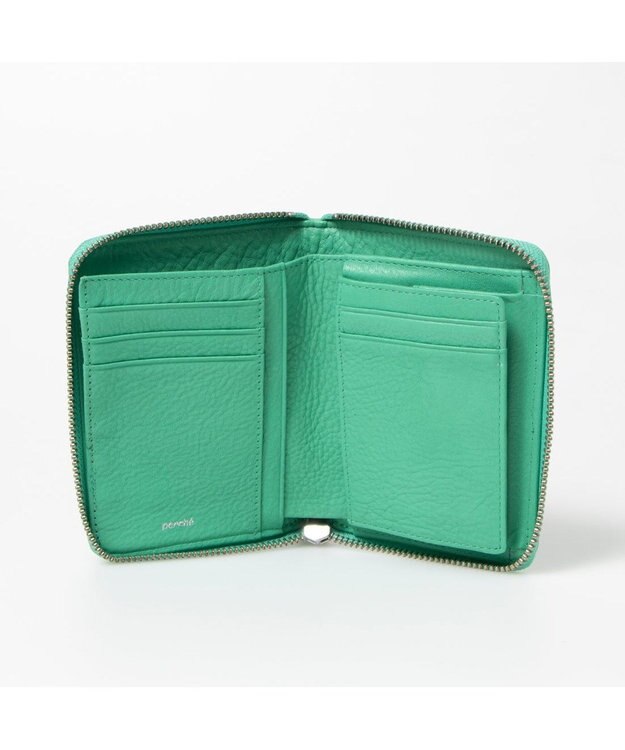 UNBILLION ペルケ perche / ドット型押しラウンドパームフィット財布 ライトグリーン