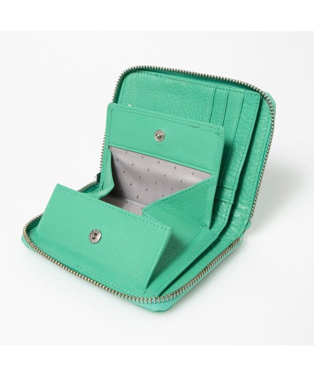 UNBILLION ペルケ perche / ドット型押しラウンドパームフィット財布 ライトグリーン