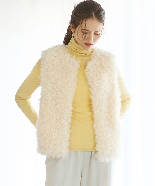 23区 L 【SLOW/一部店舗限定】シアーフライス タートルネック カットソー イエロー系