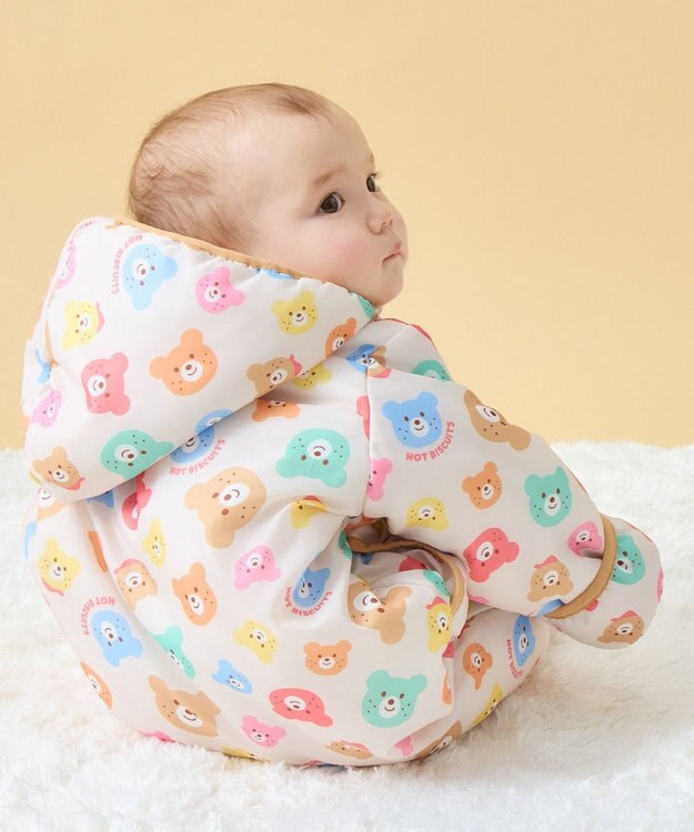 MIKI HOUSE HOT BISCUITS 【70-100cm】 カラフルビーンズ 総柄中綿ジャンプスーツ マルチカラー