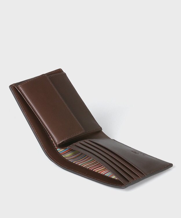 Paul Smith ベジタンストライプトリム 2つ折り財布 ダークブラウン