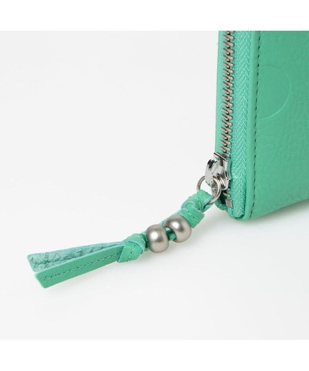 UNBILLION ペルケ perche / ドット型押しラウンドパームフィット財布 ライトグリーン