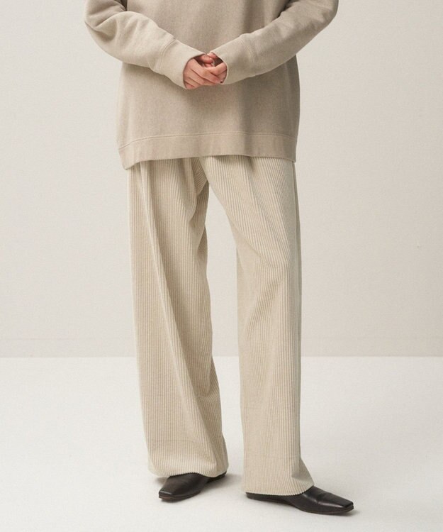 ATON 5W COTTON CORDUROY | タックワイドパンツ WARM WHITE