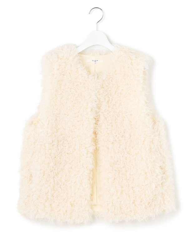 23区 S 【SLOW/一部店舗限定】フェイクファー ジレ アイボリー系