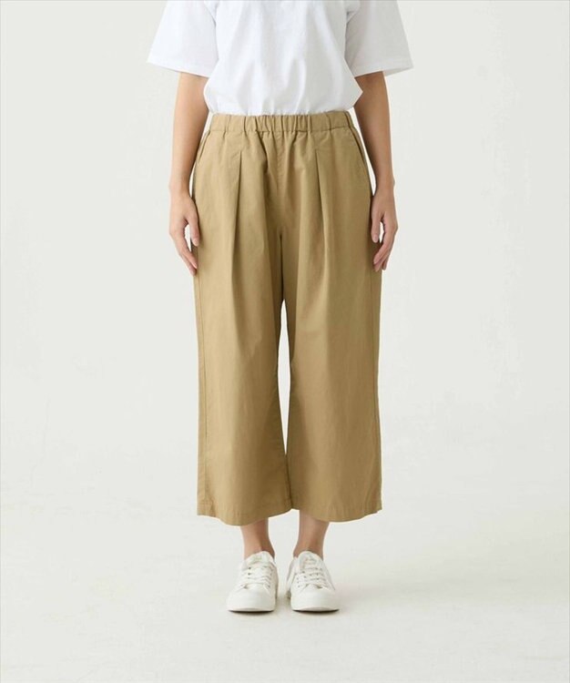 caqu color linen wide cropped コットンリネンクロップド丈ワイドパンツ beige