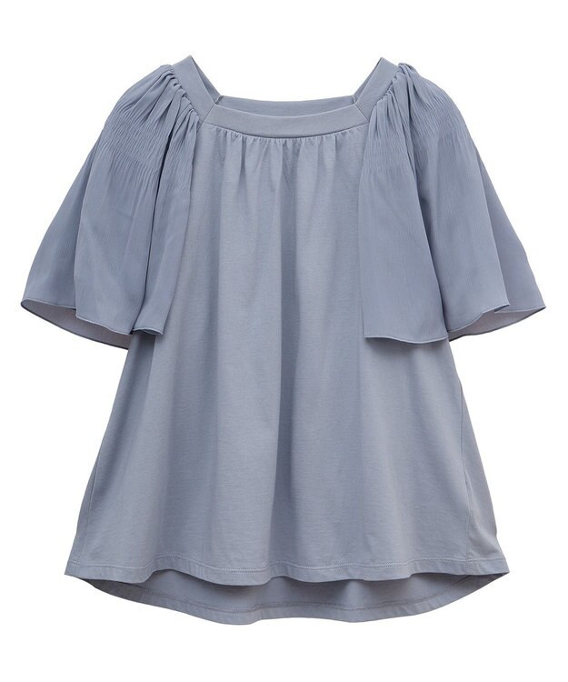 earth music&ecology マジョリカフレアスリーブスクエアプルオーバー Sax