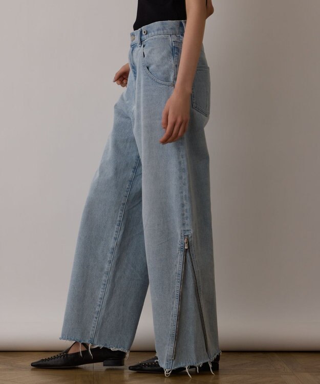 GRACE CONTINENTAL サス付zipデニムパンツ サックス
