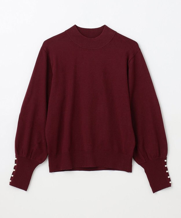 ANY 【洗濯機可/吸湿発熱】パフスリーブパールニット ボルドー