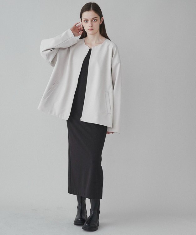 WEGO 【ユニセックス着用ITEM】トロミノーカラーブルゾン ライトベージュ