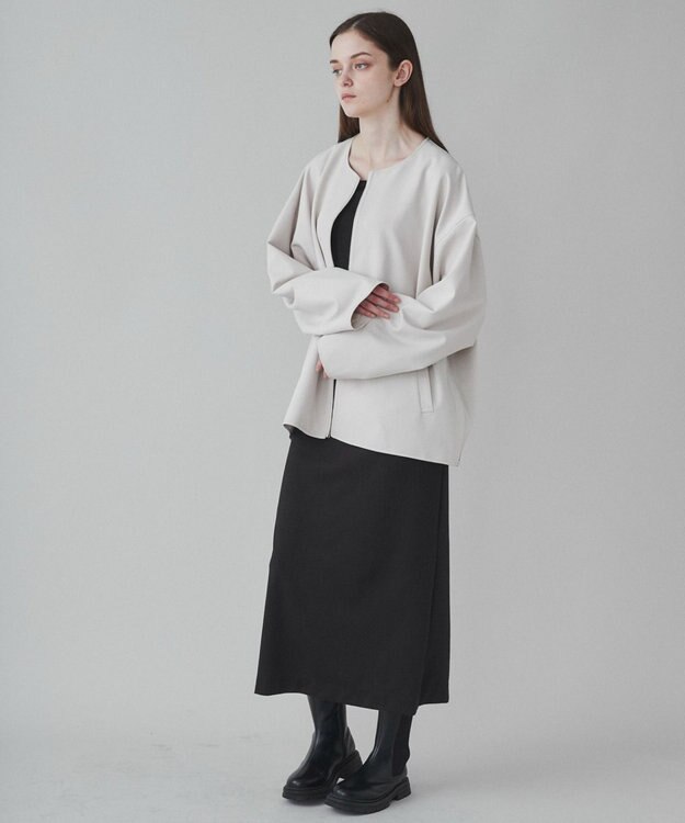 WEGO 【ユニセックス着用ITEM】トロミノーカラーブルゾン ライトベージュ