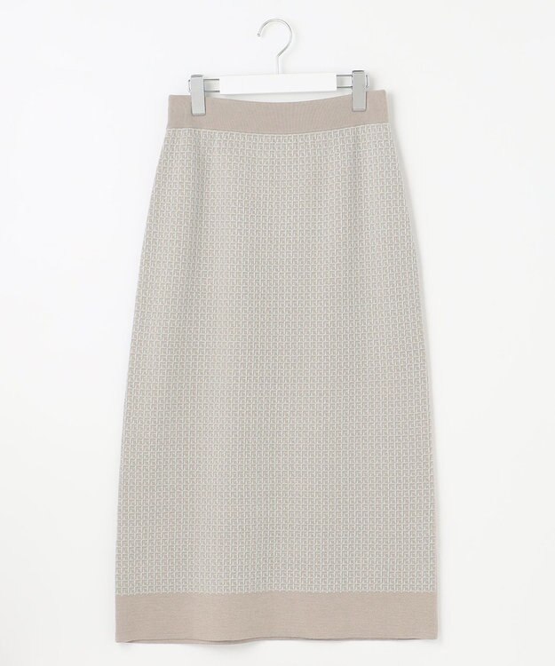 自由区 【洗える】リバーシブルニット セットアップ(カーディガン×タイトスカート) グレージュ×アクア