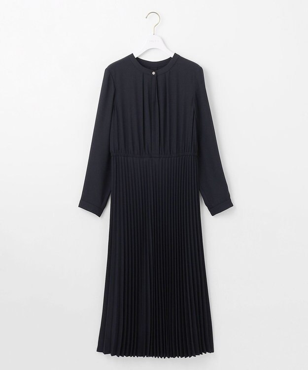 ANY SIS L 【洗える】ノーブルプリーツ ワンピース ネイビー