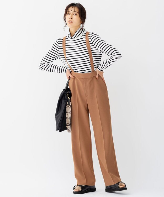 23区 トリアセダブルクロス ワイドストレート パンツ キャメル系