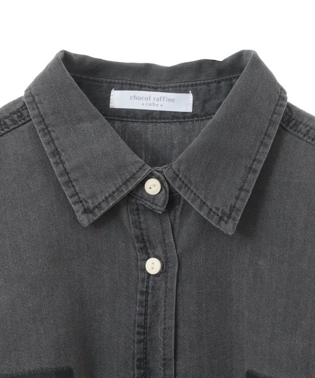 Green Parks ショート丈デニムシャツ Black