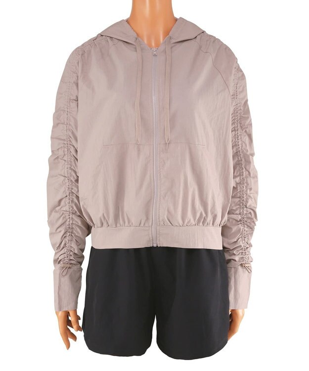 San-ai Resort（三愛水着楽園） WEB限定商品ショートラッシュパーカー付きリブタンキニ水着+レギンス付き5点セット【Beach Queen（ビーチクイーン）】 ピンクベージュ