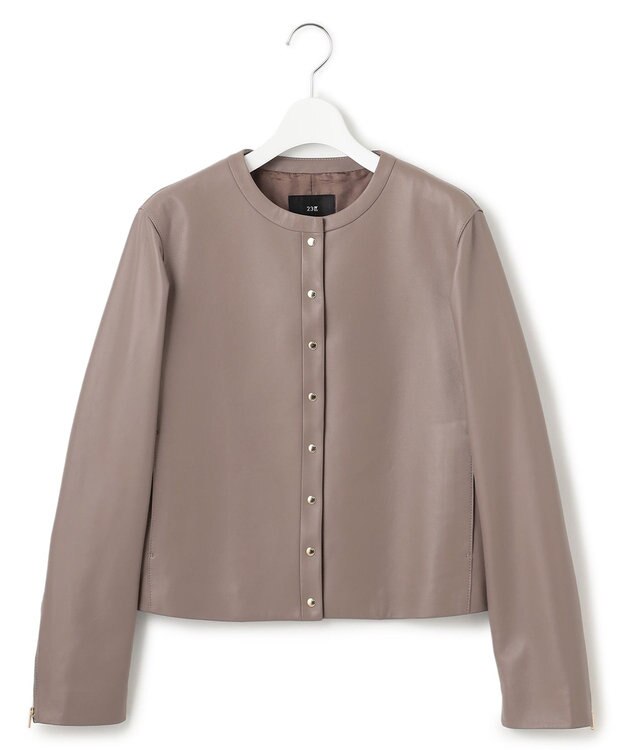 23区 S ラムレザー ノーカラージャケット グレージュ系