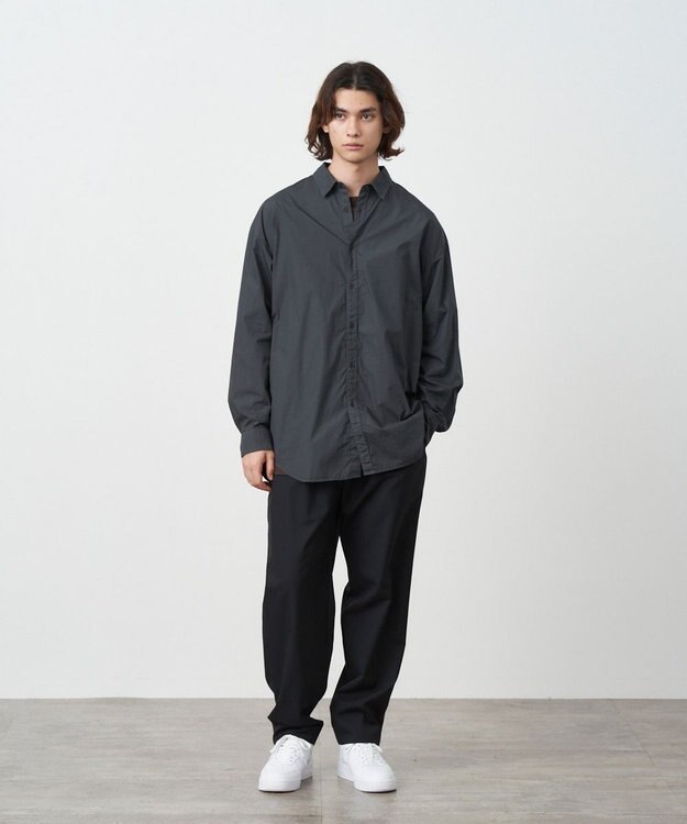 ATON COTTON LAWN | オーバーサイズシャツ - UNISEX CHARCOAL GRAY