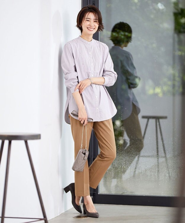 J.PRESS LADIES L 【洗える】アルガンシルク テーパード パンツ キャメル系