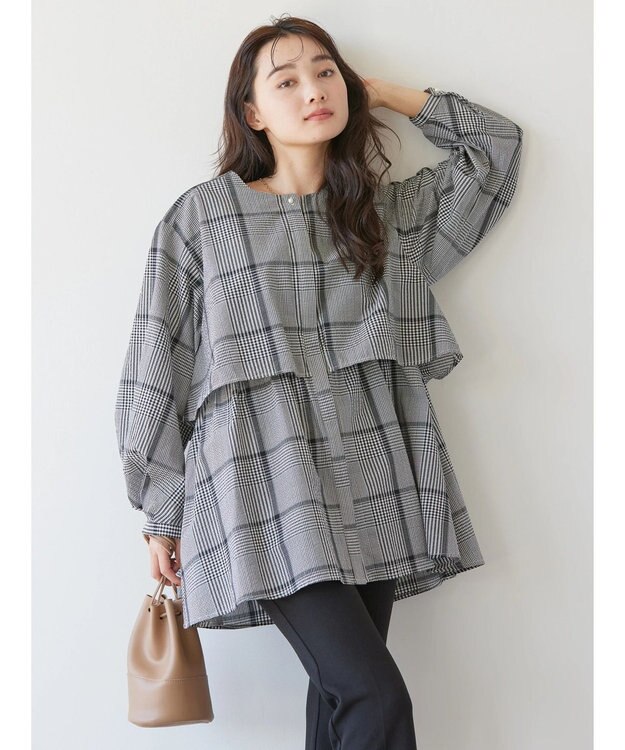 AMERICAN HOLIC サッカーワントーンティアードチュニック Gingham Check