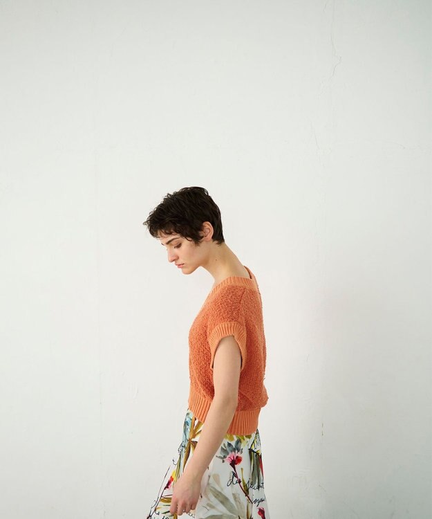 GRACE CONTINENTAL カノコショートニットトップ オレンジ