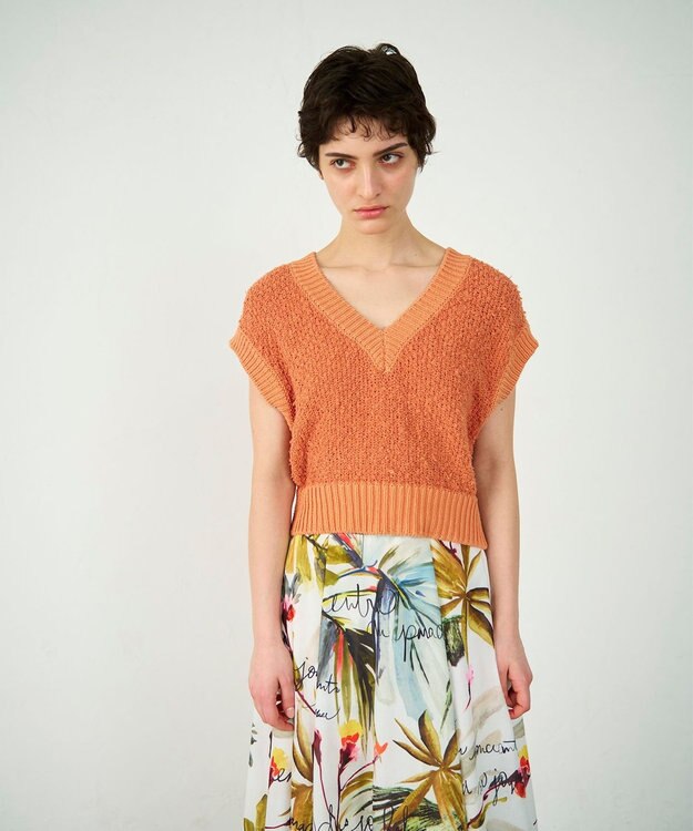 GRACE CONTINENTAL カノコショートニットトップ オレンジ