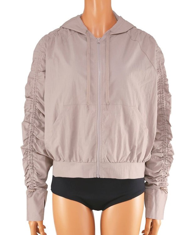 San-ai Resort（三愛水着楽園） WEB限定商品ショートラッシュパーカー付きリブタンキニ水着+レギンス付き5点セット【Beach Queen（ビーチクイーン）】 ピンクベージュ