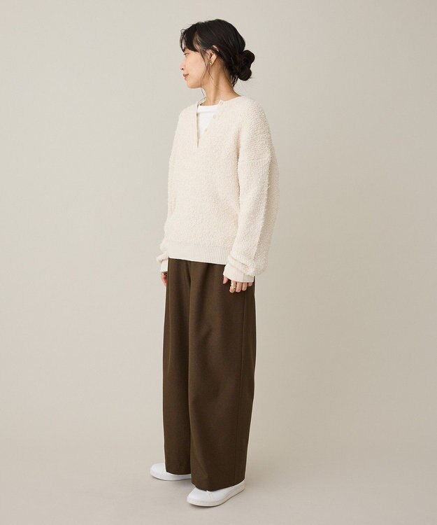 CRAFT STANDARD BOUTIQUE ウエスト折り返しスラックス Brown Mixture