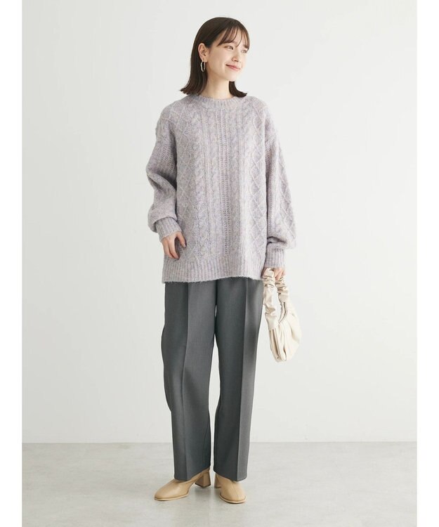 Green Parks フェアリーＭｉｘケーブルニットプルオーバー Purple