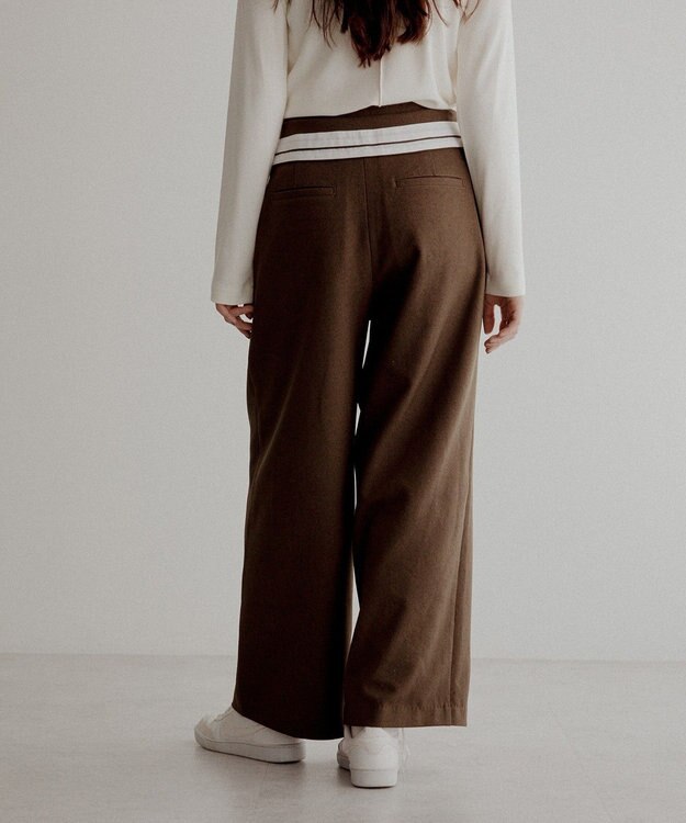 CRAFT STANDARD BOUTIQUE ウエスト折り返しスラックス Brown Mixture