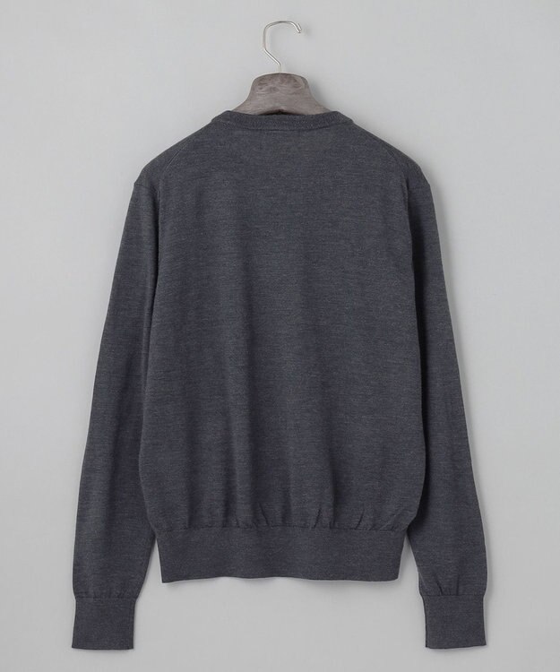 GOTAIRIKU オリジナル設計【洗える/チクチクしにくい/ピリングしにくい】イタリア糸 ハイゲージ Ｖネックニット_WOOL100% グレー系