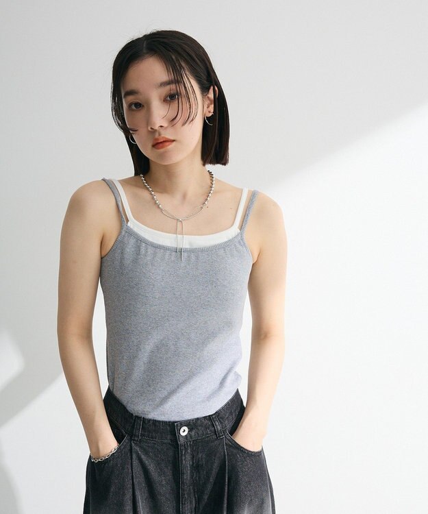 Green Parks ・Ｐｅｔｉｔ　Ｆｌｅｕｒ　レイヤードキャミ（カップ付 Gray Mixture