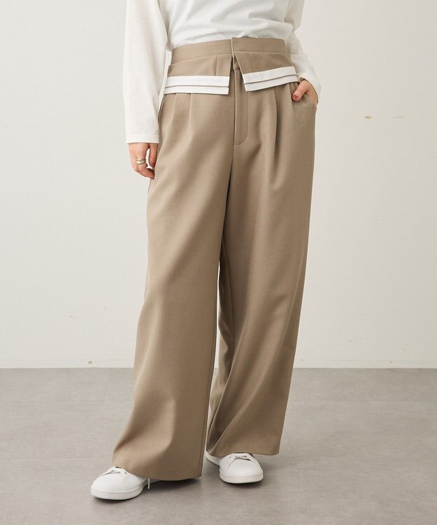 CRAFT STANDARD BOUTIQUE ウエスト折り返しスラックス Brown Mixture